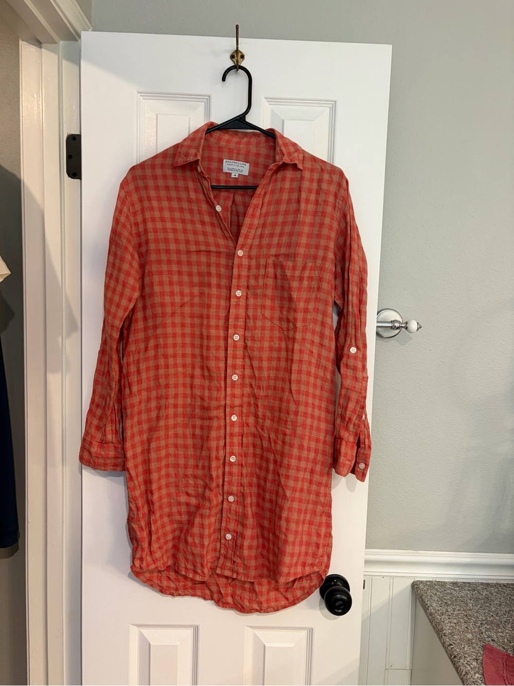 Emily Phillips Nashville Linen Check Midi Shirt Dress Size 4